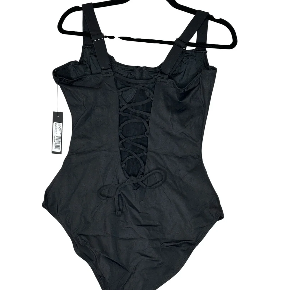 NWT‎ TA3 Lifty One Piece Swimsuit XL Reg/Long Shapewear Underwire Black Lace Up